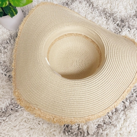 Frayed Edge Straw Floppy Hat - Picture 8 of 9